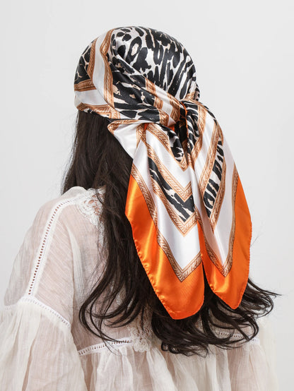 Head Scarf Women Luxury Brand Square 90*90cm Silk Foulard Satin Bandana Soft Neckerchief Hijab Hair Scarves For Ladies