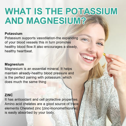 Potassium Magnesium Complex Supplement, Support Vascular, Bone, Heart, Muscle & Nerve Health, Boost Immune, Enhance Energy