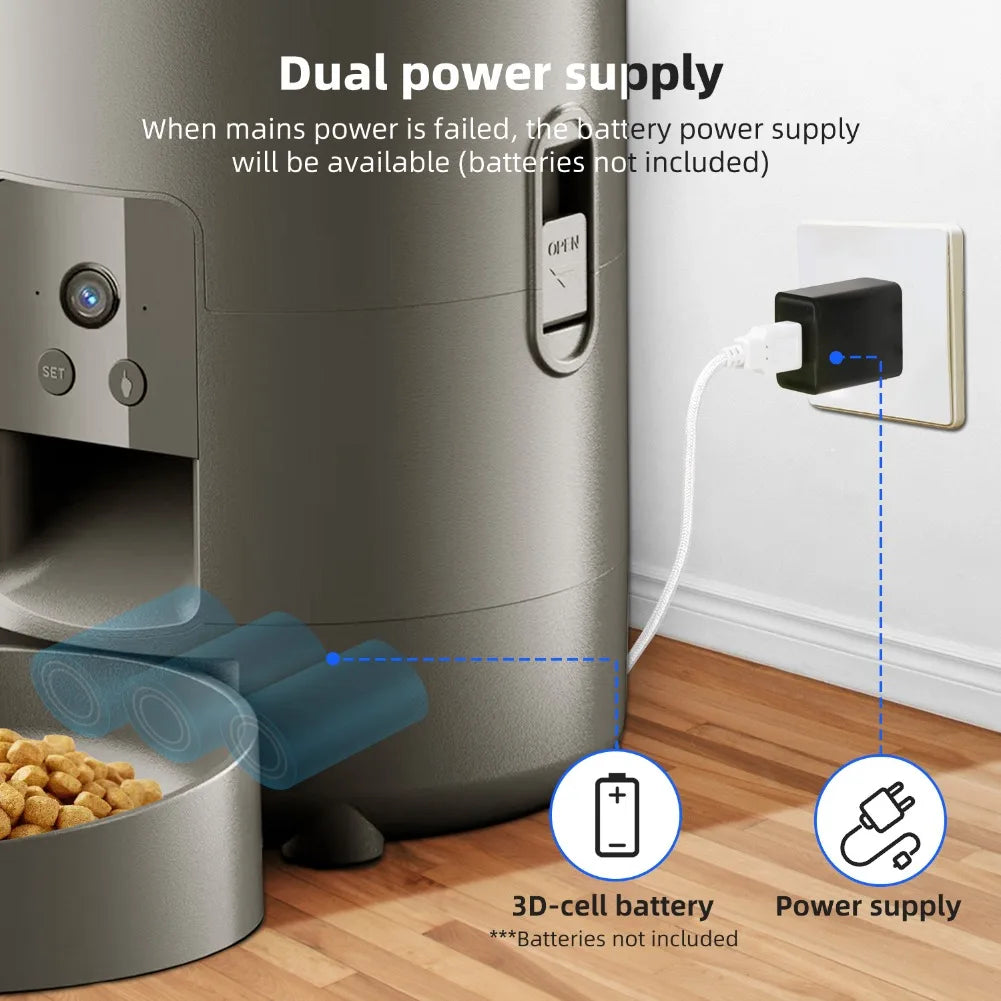 2L Pet Feeder with Camera Video Automatic Cat Feeder with WIFI Remote Control Timing Quantitative Smart Dog Food Dispenser