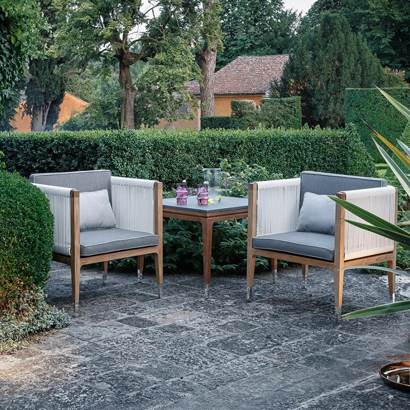 Outdoor Patio Leisure Sofa Wooden Garden Water Proof Rattan Teak Sofa Set Furniture