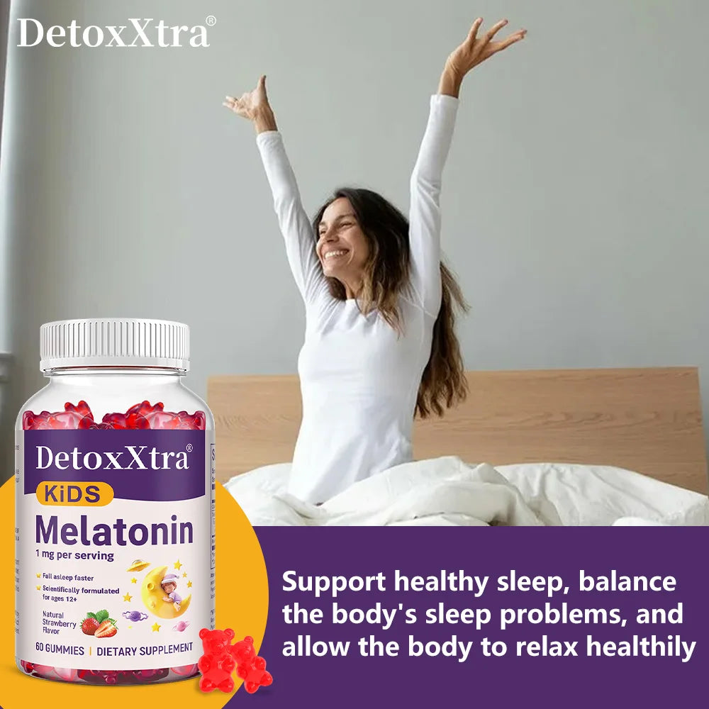 Melatonin Gummies,Natural Sleep Aid Supplement for ages 4+,Fall Asleep Faster,Scientifically formulated,Strawberry Flavor,Vegan