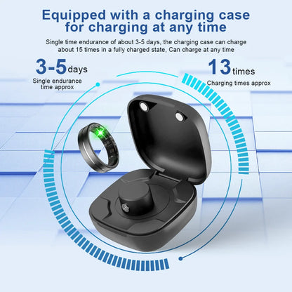 Smart Rings Health Monitor Sleep Sports Fitness Multiple Function Modes Tracking Heart Rate Blood Oxygen Ring 5ATM Waterproof