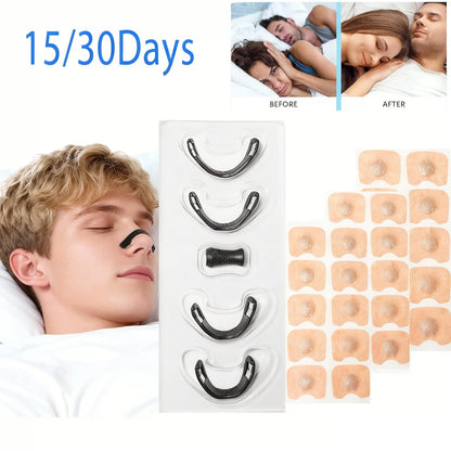 Magnetic Sleep Aid Nasal Kit - 4 Nose Clips & 30 Nasal Strips for Sleep Disorders, Non-irritating Waterproof Breathable, Instant