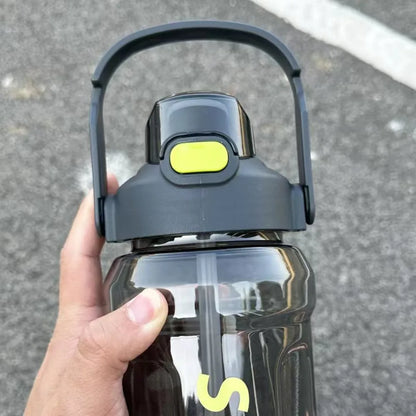 With Straw Sports Kettle with Straw 1.3L 1.5L 2L Graduated Water Cup with Straw Large Capacity Dustproof Fitness Water Bottle