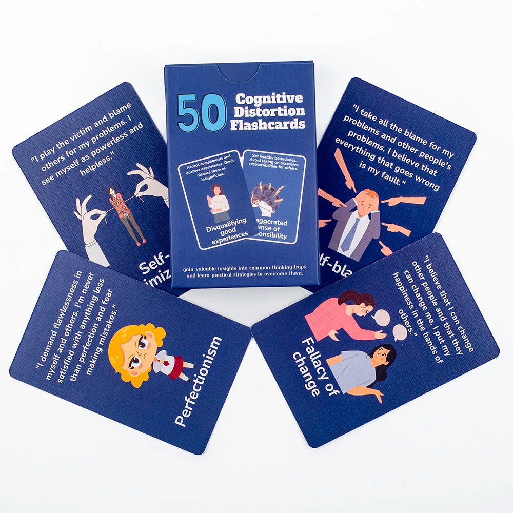 50pcs Mental Wellness Flashcards Cognitive Distortion & Thinking Traps Coping Skills Emotional Regulation Board Game