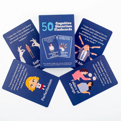 50pcs Mental Wellness Flashcards Cognitive Distortion & Thinking Traps Coping Skills Emotional Regulation Board Game