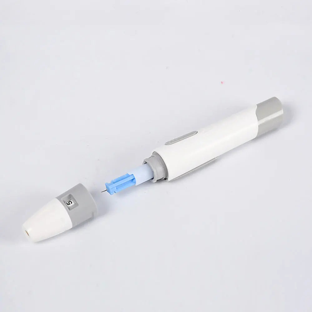 2Types Lancet Pen Lancing Device For Diabetics Blood Collect 5 Depth Adjustable Blood Sampling Glucose Test Pen Lancing Device
