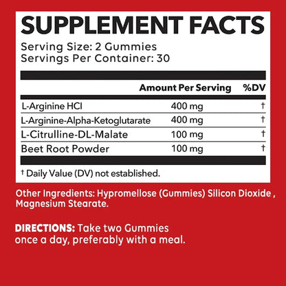 L-Arginine Supplement - Supports Vascular and Heart Health, Boosts Energy, Promotes Muscle Growth and Improves Endurance