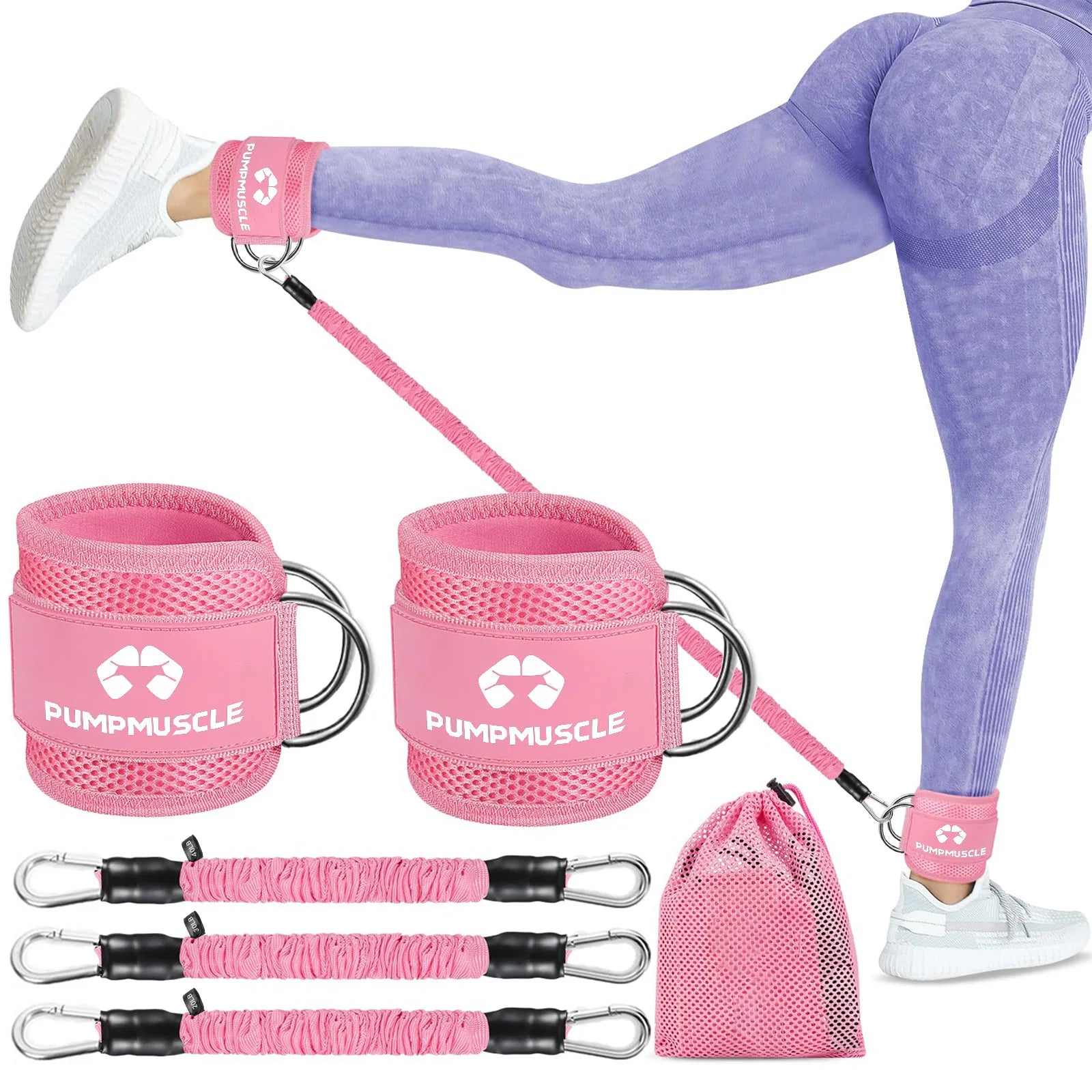 Ankle Resistance Bands with Cuffs, Ankle Bands for Working Out, Ankle Resistance Band, Glutes Workout Equipment, Butt Exercise F