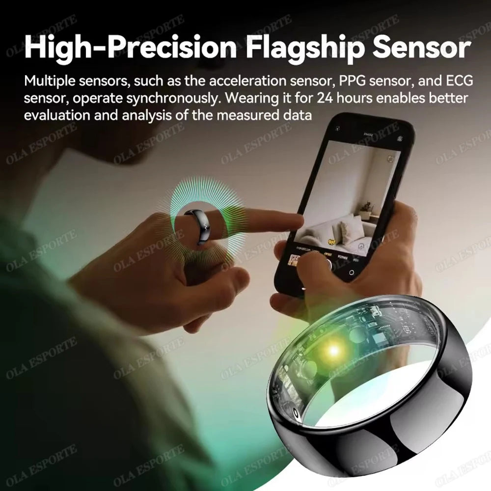 New ECG Monitor Smart Ring 2026 Heart Rate Blood Oxygen Health Monitoring Multi-sport Mode Temperature 3ATM Waterproof Smartring