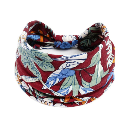 Boho Headbands Wide Knot Hair Scarf Floral Print Hairband Stretch Turban Headwrap Cotton Head Band Fashion Accessories for Women