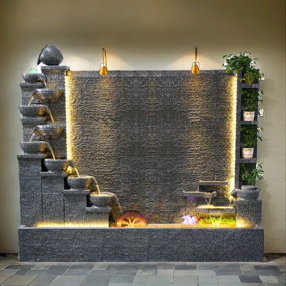2 Meters Outdoor Water Fountain Yard Garden Villa Decoration Large Fountain Waterfall Concrete Fountains Zen Water Flows