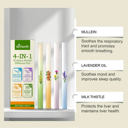 Herbal Diffuser with Mullein/Thyme/Mints Guarana/Green Tea Natural Energy Boost Clear Breathing Support for All Ages