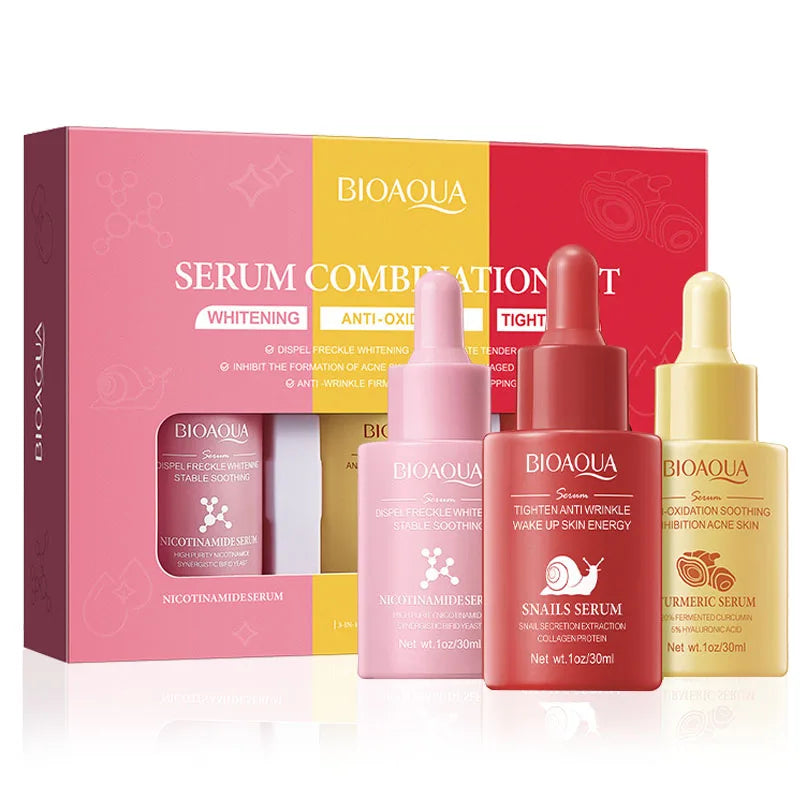 3pcs/set BIOAQUA Vitamin C Retinol Hyaluronic Acid Serum Moisturizing Whitening Anti Wrinkle Facial Essence Skin Care Sets