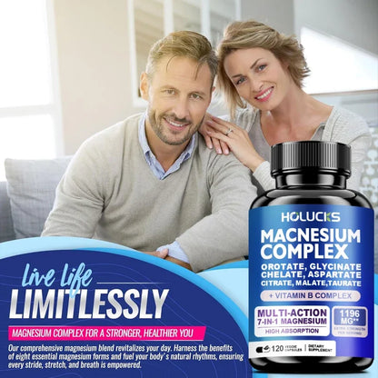 Magnesium Complex 1000mg Supplement, with Vitamins C, E, B1, B2, B6, B12, Chelated Magnesium Glycinate, Malate, Taurate &Citrate