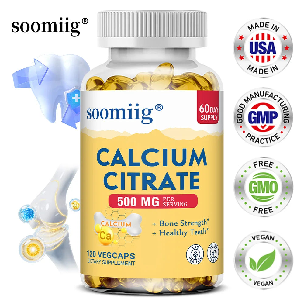 Calcium Citrate Supplement, Supports Bone Strength and Healthy Teeth, Easily Digested and Absorbed, 120 Vegetarian Capsules