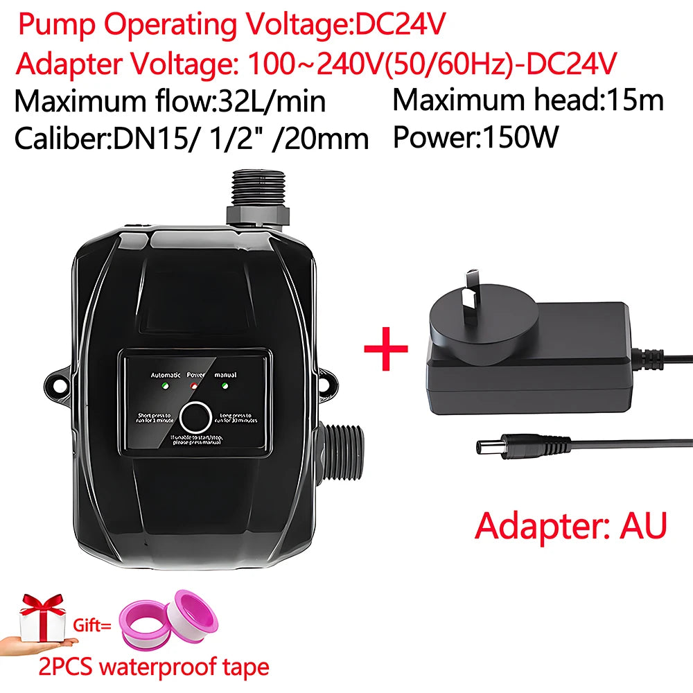 Shower Booster Pump Brushless Water Pump 15m 24V MaxFlow:32L/min Automatic Pressure Controller Household Booster Water Heater