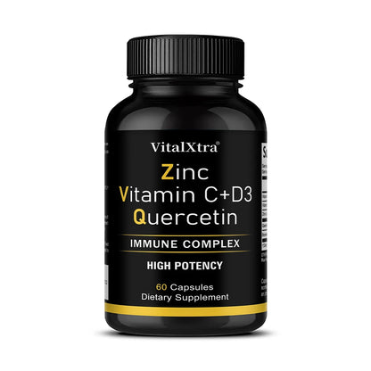 Zinc Quercetin 500 Mg with Vitamin C, Vitamin D3, and Bromelain, A High Potency Immune Support Supplement