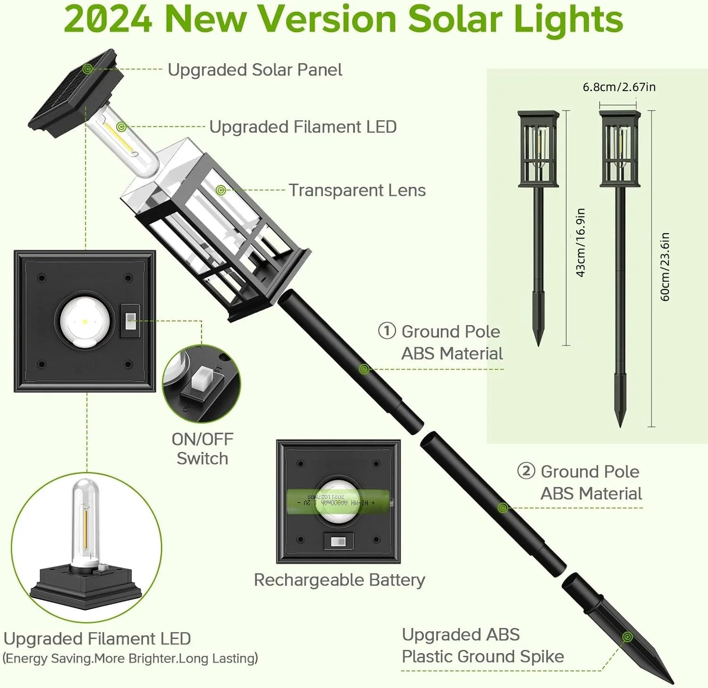 2/6/8 Pack Solar Pathway Lights - Super Bright Outdoor Solar Lights for Patio/Patio/Sidewalk - Outdoor Gifts