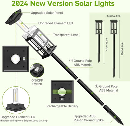2/6/8 Pack Solar Pathway Lights - Super Bright Outdoor Solar Lights for Patio/Patio/Sidewalk - Outdoor Gifts