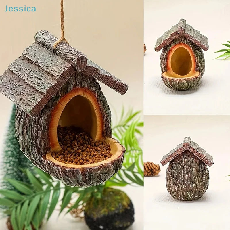 ♥Natural Bark Bird House – Weatherproof Hanging Bird Nest Feeder for Wild Birds & Garden Decoration