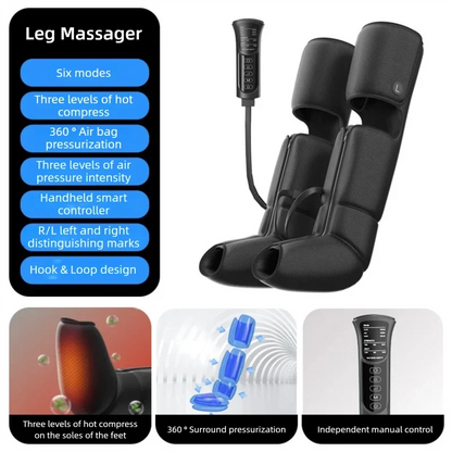 Full Leg Massager with Heat And Air Compression Foot for Circulation Fatigue Relief Sequential Compression Boot Leg Massager