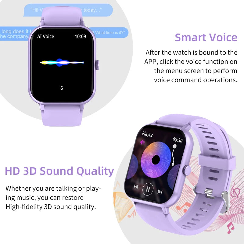 LIGE Sleep Monitoring Smart Watch 1.83” HD Screen Bluetooth Call Pedometer IP67 Waterproof 100+ Sports Modes Smartwatch Men Lady