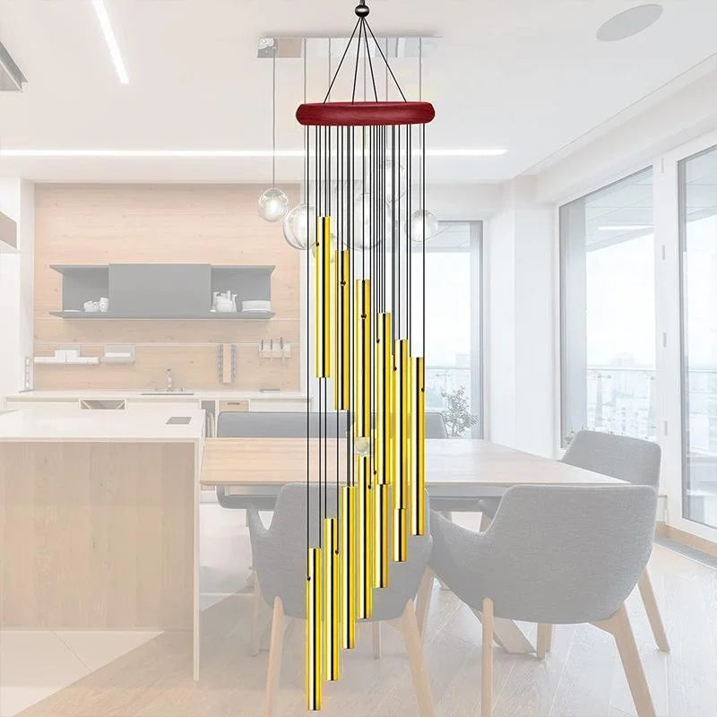 Solid Wood Wind Chimes Metal 12 Aluminum Tube Home Hanging Rotating   Wind Bells Garden, Balcony,  Craft Decoration Gift