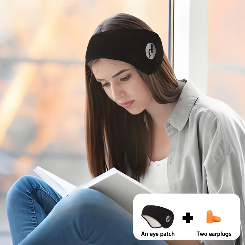 Adjustable Noise-Canceling Earplugs and Sleep Mask Set, One Eye Mask + Two Earplugs, - Comfortable and Fragrance-Free, Free of Parabens, Soft Light-Blocking Eye Mask, Ideal for Reading, Noise Reduction, Travel and Relaxation,