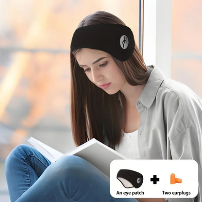 Adjustable Noise-Canceling Earplugs and Sleep Mask Set, One Eye Mask + Two Earplugs, - Comfortable and Fragrance-Free, Free of Parabens, Soft Light-Blocking Eye Mask, Ideal for Reading, Noise Reduction, Travel and Relaxation,