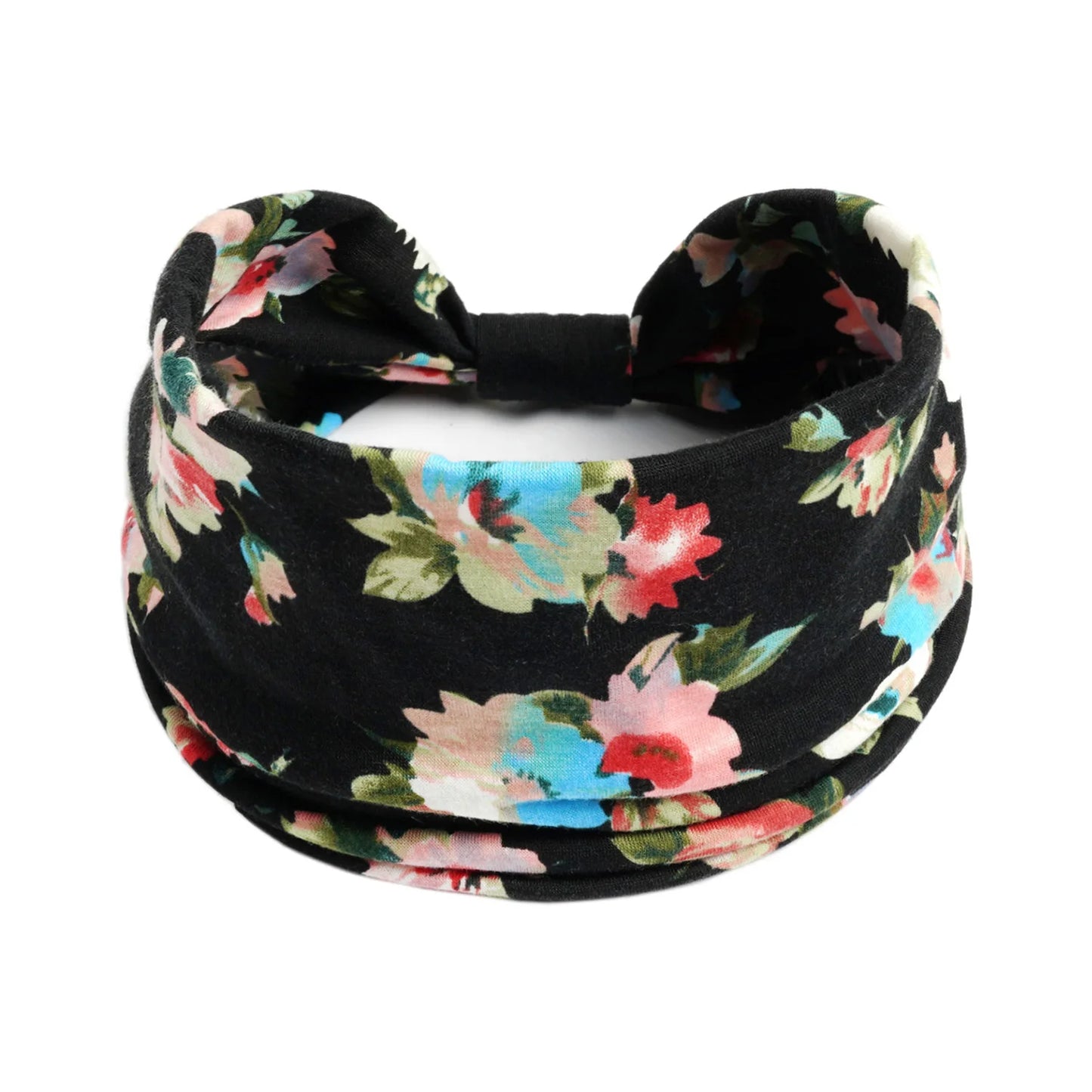 Boho Headbands Wide Knot Hair Scarf Floral Print Hairband Stretch Turban Headwrap Cotton Head Band Fashion Accessories for Women
