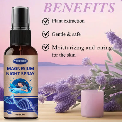 Magnesium Night Spray 30ml - with Lavender Oil, Promotes Relaxation & Sleep, SPA-Like Feel, Plant-Based & Gentle Formula