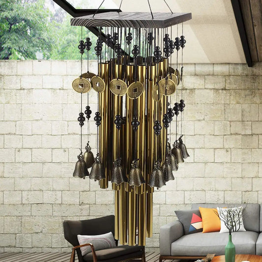 Outdoor Indoor Metal Tube Wind Chime with Copper Bell Large Windchimes For Yard Patio Garden Terrace Decoration 80cm