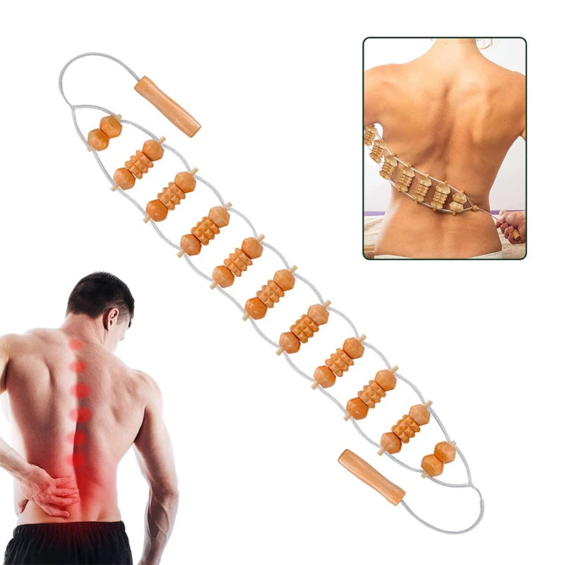 1/2pcs  Wooden Therapy Massage Tool Back Massager Roller Rope for Body Shaping Pain Relief Treatment