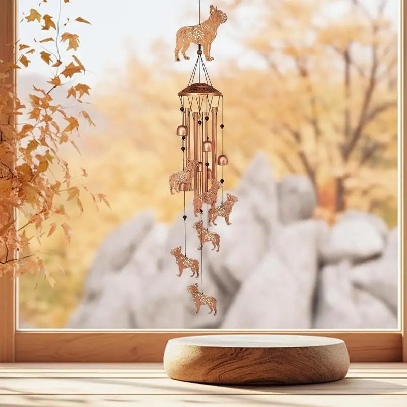 Outdoor Garden Wind Chime Weatherproof Iron Dog Wind Bells Large Wind Chime with Tubes Yard Patio Home Wall Hanging Decoration