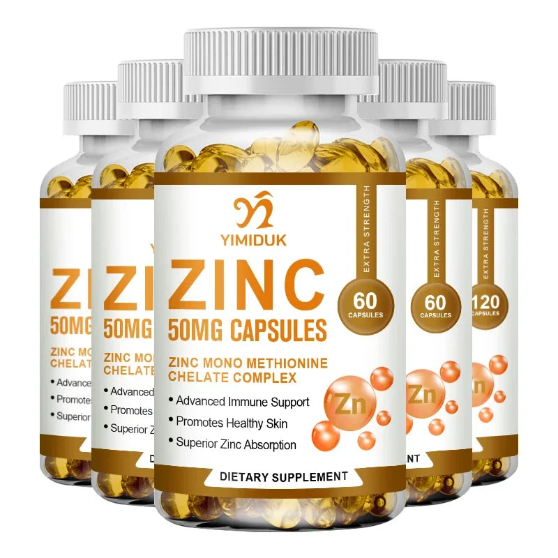 Zinc 50mg, High Potency Supplement - Immune Support System from Natural Zinc (Oxide/Citrate) 120 Capsules