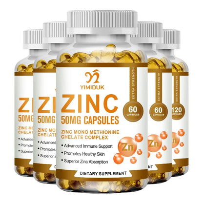 Zinc 50mg, High Potency Supplement - Immune Support System from Natural Zinc (Oxide/Citrate) 120 Capsules