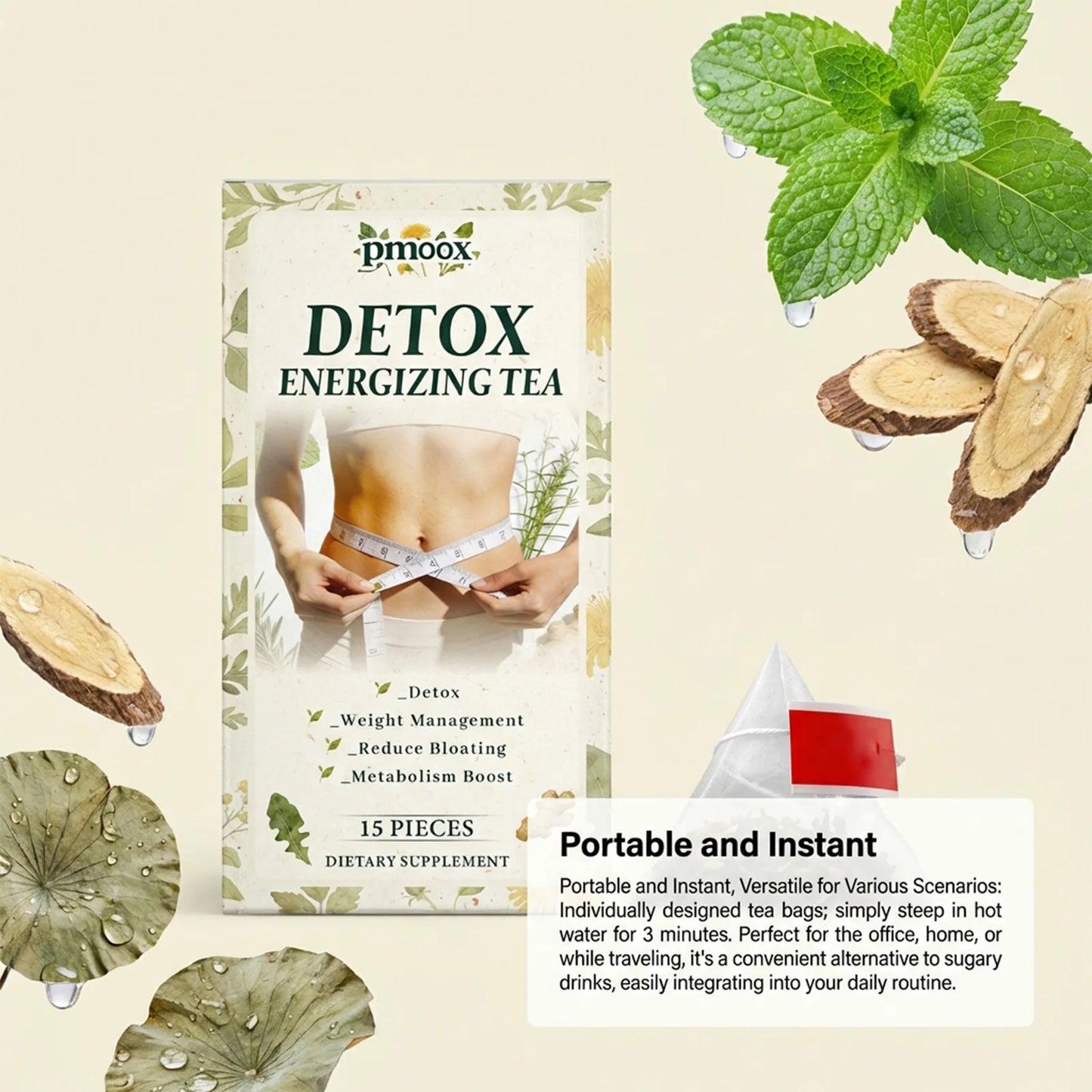 Herbal Tea  Comfort Gentle Plant Based Formula Portable Individual Bags Office Workers Sedentary Lifestyle Light Body Balance