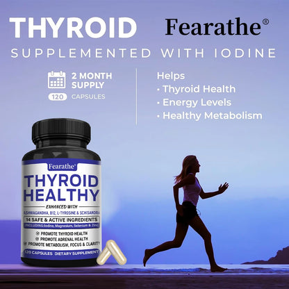 Thyroid Support Supplement for Women and Men, with Iodine, Zinc, B12, Ashwagandha and L-Tyrosine, Supports Energy and Metabolism