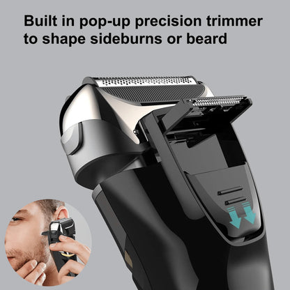 Electric Razor for Men, Wet & Dry Foil Shaver with 3-Blade & Edge Shaving Area, 7500 RPM High Speed Motor, Digital Power Display