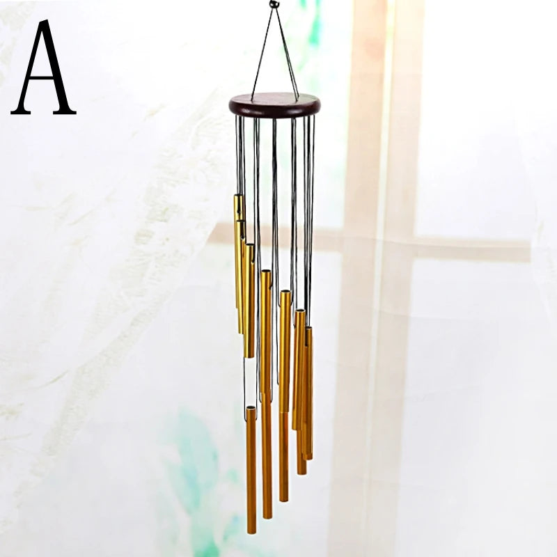 Solid Wood Wind Chimes Metal 12 Aluminum Tube Home Hanging Rotating   Wind Bells Garden, Balcony,  Craft Decoration Gift