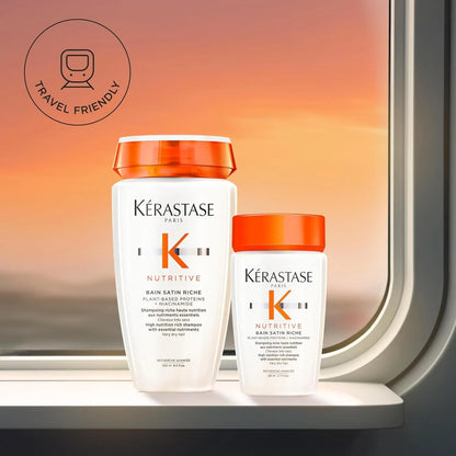 Kerastase Nutritive Bain Satin Shampoo 80/250ml, Gently Cleanses & Replenish Moisture, Shiny, Fine to Medium Dry Hair, Hair Care