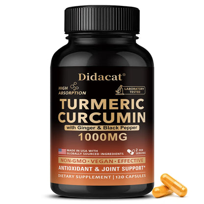Organic Turmeric Curcumin with Black Pepper Extract - High Absorption Ultra Potent Supplement, Joint Support, 120 Capsules