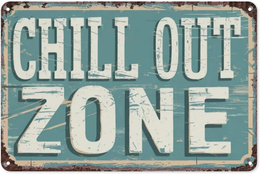 Chill Out Zone Hot Tub Vintage Tin Sign, 8X12 Inch Retro Metal Wall Decor for Patio, Backyard, or Spa Area, Relaxing Hot Tub