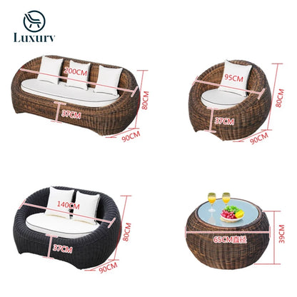 Outdoor Furniture Modern Luxury PE Rattan Wicker Patio Outdoor Garden Sofa Set