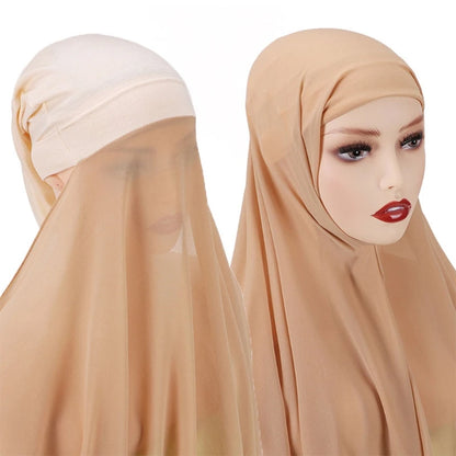 Stylish Muslim Women Bonnet with Rope Shawl Convenient Elastic Underscarf Islam Inner Hijab Cover Headwrap N58F