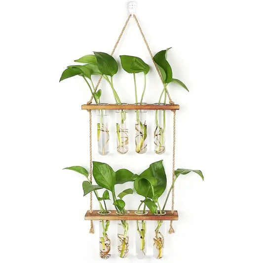 Creative green radish hydroponic plant glass transparent vase flower arrangement water flower pot hemp rope test tube wall hangi