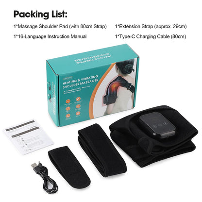 Electric Heating Vibration Shoulder Brace Support Adjustable Shoulder Heating Pad With Extension Belt Dislocation Pain Relief