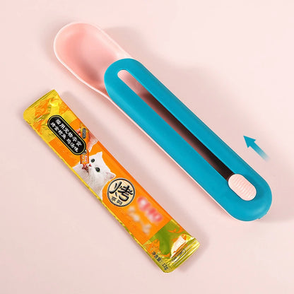 Pet Feeding Spoon Cat Strip Squeezer Puppy Kitty Liquid Food Feeder Multi Use Mini Pet Can Opener Eating Supplies Puppy Cats