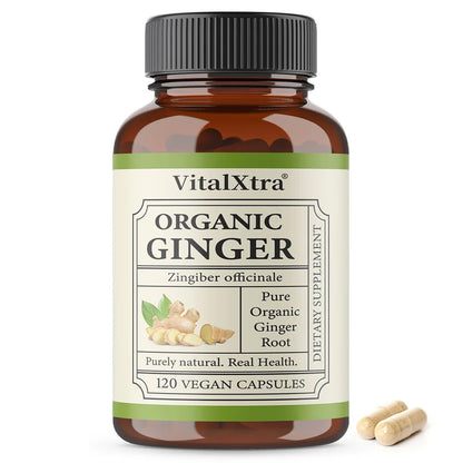 Organic Ginger Root Capsules 950 Mg-Natural Ginger Supplement That Boosts Immunity and Digestion, and Promotes Blood Circulation